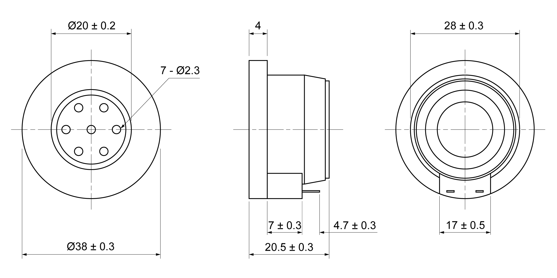 DR3821-P150T Mechanical Drawing